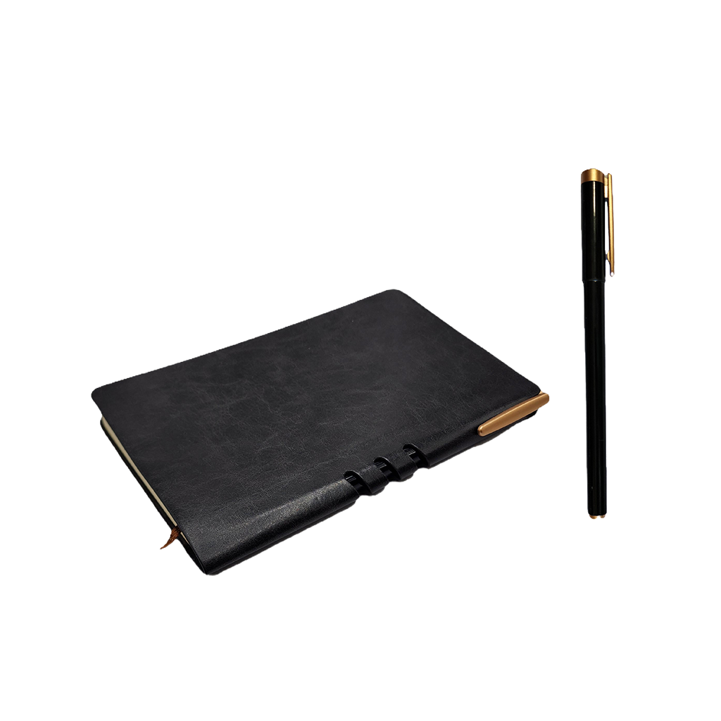 קיט מחברת עור שחור ועט