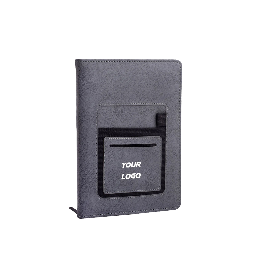 מחברת עור עם בית טלפון אפור